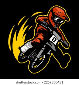 motocross logo vector illustration, Design element for logo, poster, card, banner, emblem, t shirt. Vector illustration