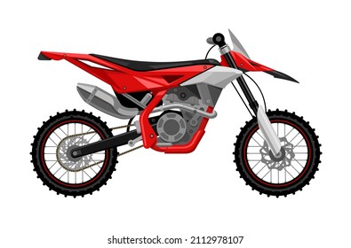 Motocross motocicleta negra y roja. Ilustración vectorial plana aislada en fondo blanco