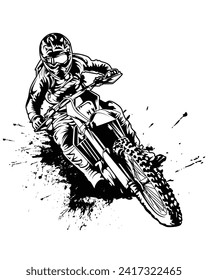 Motocross Motorcycle Drawing Vector Illustration