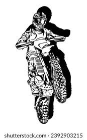 Motocross motorcycle drawings vector illustration