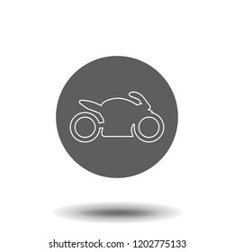 Motocross motorcycle line icon. Thin line illustration for any web design. Trendy flat ui sign, graphic pictogram.