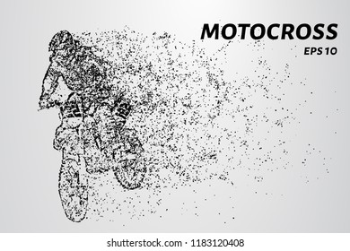 Motocross particles. The rider enters the turn