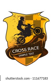 motocross race emblem, motorbike silhouette