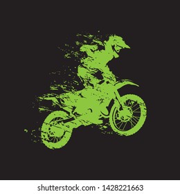 Motocross race, rider on motorbike, isolated vector illustration