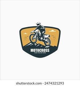 Motocross race, rider on motorbike, isolated vector silhouette