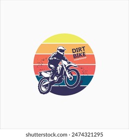 Motocross race, rider on motorbike, isolated vector silhouette