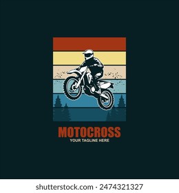 Motocross race, rider on motorbike, isolated vector silhouette