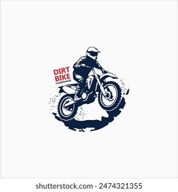 Motocross race, rider on motorbike, isolated vector silhouette