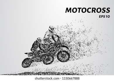 Motocross race of two athletes. Vector illustration of Motorsport.