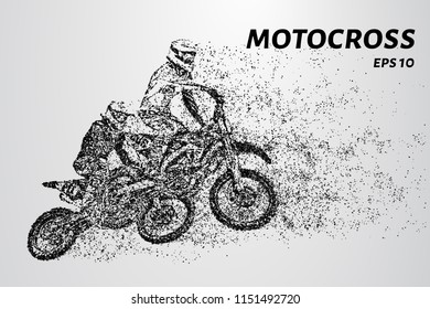 Motocross race of two athletes. Vector illustration of Motorsport.