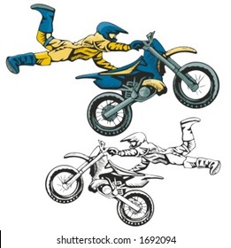 Motocross racer stunt. Vector illustration