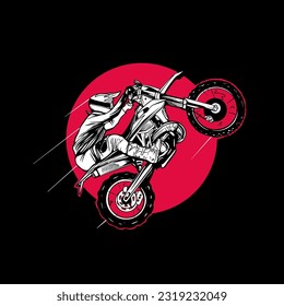 Motocross racer stunt. Vector illustration