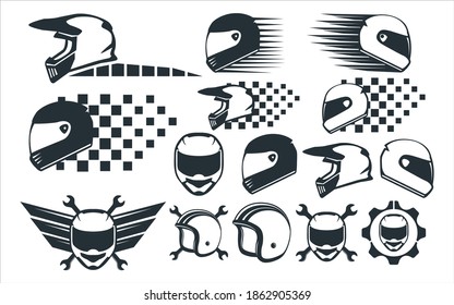 motocross racing helmet vector graphic design template set for sticker, decoration, cutting and print file