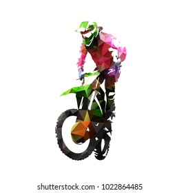 Motocross racing, polygonal motorcycle, abstract vector illustration