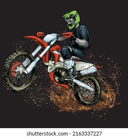 motocross racing splash, isolated on black background for t-shirt, poster and business element.