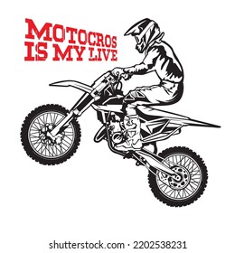 Motocross-Racing-Vektorgrafik, perfekt für T-Shirt-Design und Event-Logo