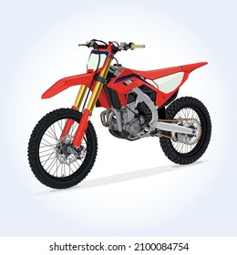 Motocross Red Sportbike Motorcycle Vector Illustration