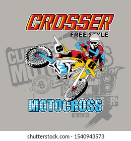 motocross rider doing jumping whip trick - Vector
