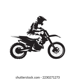 Motocross rider  isolated vector silhouette  side view  Ink drawing