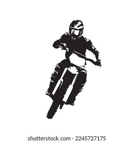 Motocross rider  isolated vector silhouette  side view  Ink drawing