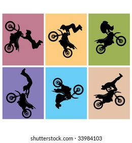 Motocross rider jump - vector
