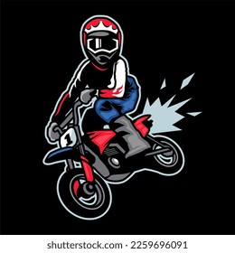 motocross rider logo vector illustration, Design element for logo, poster, card, banner, emblem, t shirt. Vector illustration