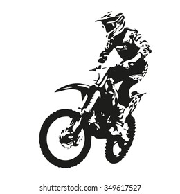 Motocross rider. Motor vector silhouette