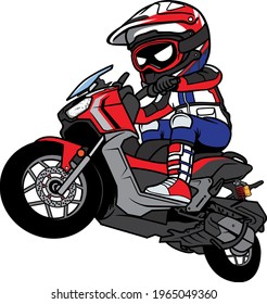 Motocross Rider Motorcycle Jump Cartoon style