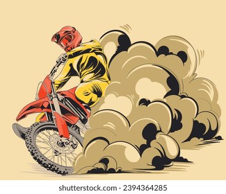 A motocross rider on a motorcycle illustration