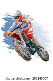 Motocross rider on a motorcycle - Illustration