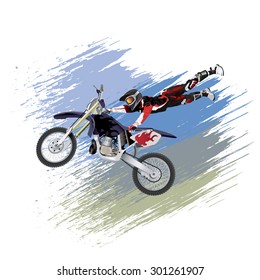 Motocross rider on a motorcycle - Illustration