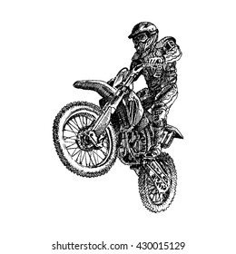 Motocross rider on a motorcycle - Illustration

