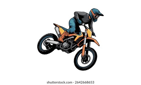 Motocross Rider Executando acrobacia em bicicleta suja

