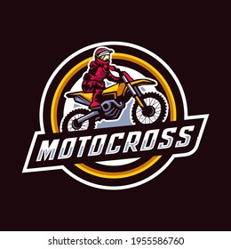 motocross rider ride the motocross bike logo template