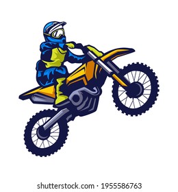 motocross rider ride the motocross bike logo template