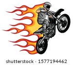 motocross rider ride the motocross bike vector illustration