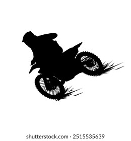 motocross rider silhouette drifting turning corners front view left side vector