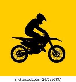 Motocross Rider Silhouette Seitenansicht Vektorillustration