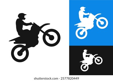 Motocross rider silhouette. Vector image