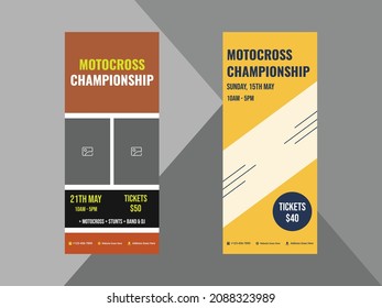 motocross roll up banner design template. motorcycle race sports poster leaflet design. cover, roll up banner, poster, print-ready