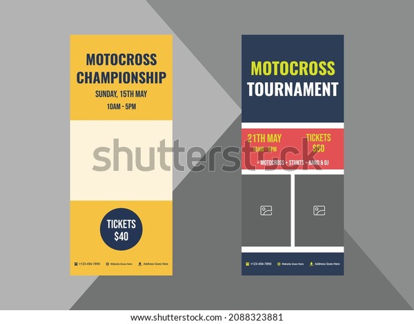 motocross roll up banner design template.\
motorcycle race sports poster leaflet design. cover, roll up\
banner, poster,\
print-ready