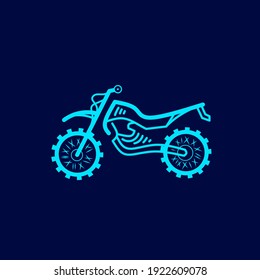 Motocross silhouette Line Pop Art logo. Colorful design with dark background. Abstract vector illustration. Isolated black background for t-shirt, poster, clothing, merch, apparel, badge design
