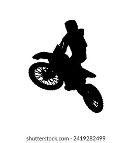 Motocross silhouette vector, suitable for various designs related to the sport of motocross, and can also be used in general designs that include themes of speed, adventure or exploration.