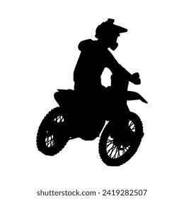 Motocross Silhouette Vektor, geeignet für verschiedene Designs im Zusammenhang mit dem Sport des Motocross, und kann auch in allgemeinen Designs verwendet werden, die Themen der Geschwindigkeit, Abenteuer oder Exploration.