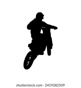 Motocross silhouette vector, suitable for various designs related to the sport of motocross, and can also be used in general designs that include themes of speed, adventure or exploration.