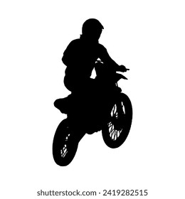 Motocross silhouette vector, suitable for various designs related to the sport of motocross, and can also be used in general designs that include themes of speed, adventure or exploration.