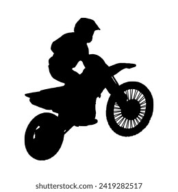 Motocross silhouette vector, suitable for various designs related to the sport of motocross, and can also be used in general designs that include themes of speed, adventure or exploration.