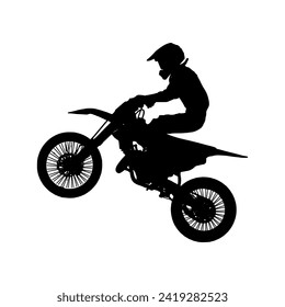 Motocross silhouette vector, suitable for various designs related to the sport of motocross, and can also be used in general designs that include themes of speed, adventure or exploration.