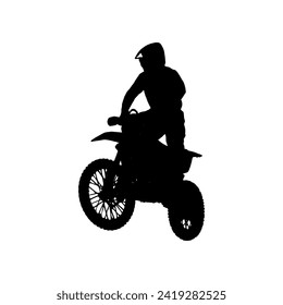 Motocross silhouette vector, suitable for various designs related to the sport of motocross, and can also be used in general designs that include themes of speed, adventure or exploration.