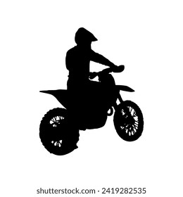 Motocross Silhouette Vektor, geeignet für verschiedene Designs im Zusammenhang mit dem Sport des Motocross, und kann auch in allgemeinen Designs verwendet werden, die Themen der Geschwindigkeit, Abenteuer oder Exploration.